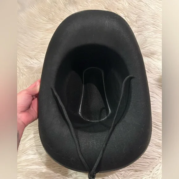 Black Cowboy Hat with Rhinestone Band - Picture 3 of 3